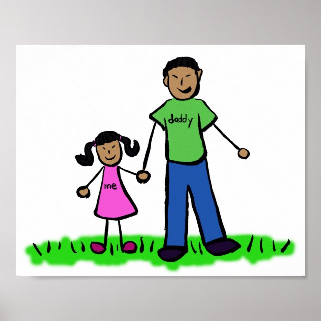 Pai e Filha Personalizar Poster de Caractere Famil (Frente)