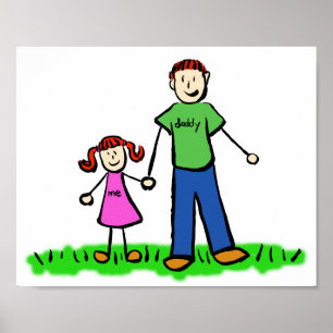 Pai e Filha Personalizar Poster de Caractere Famil
