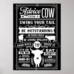 Pai Farmer Recebe Conselhos De Sua Poster De Vaca