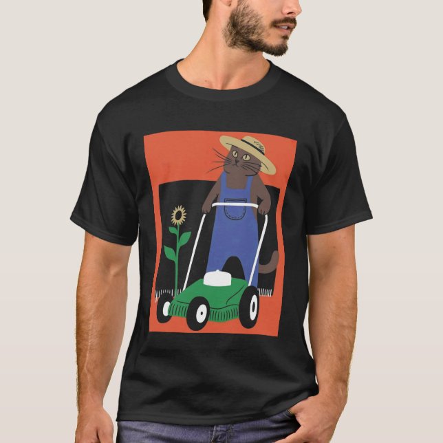 Pai Fazendeiro de Gato Engraçado Camisa Manga Long (Frente)