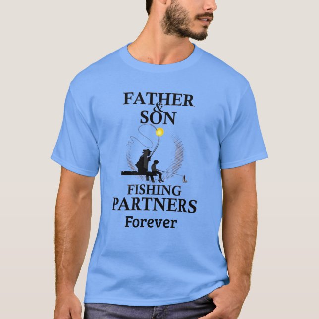 Pai Filho — Parceiros De Pesca T-Shirt (Frente)