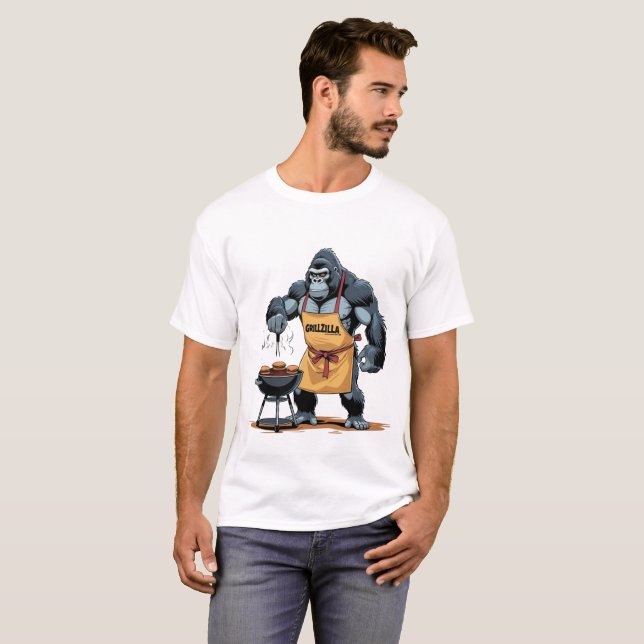 Pai Grillzilla - CHURRASCO Funny Gorilla T-Shirt (Frente Completa)