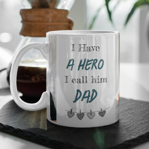 Pai Herói Caneca de Café Personalizada para o Di
