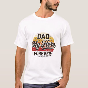 Pai Meu Herói Para Sempre Camisa Retro Vintage Des