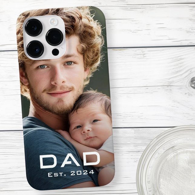 Pai moderno ano do dia de os pais nova foto do beb (Modern dad est year father's day new baby photo Case-Mate iPhone case)
