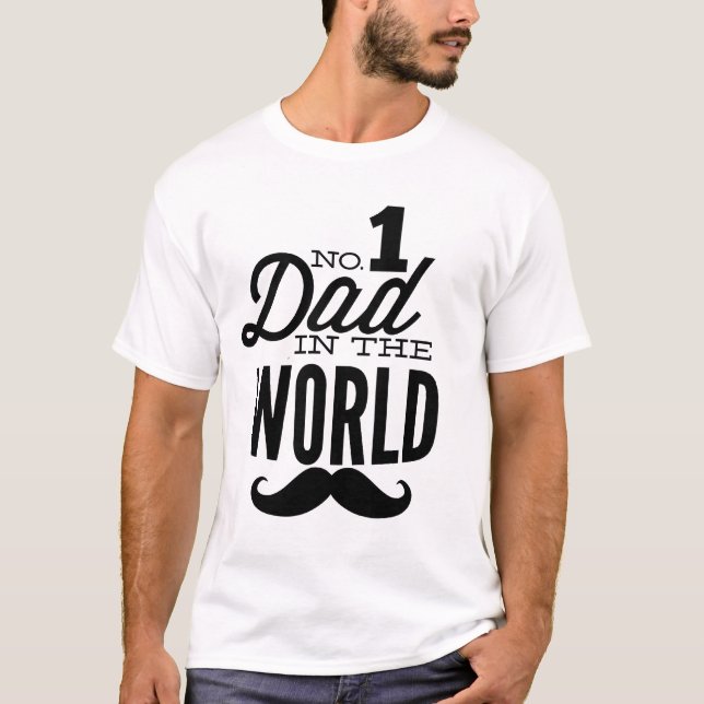 Pai nº 1 na camiseta mundial do bigode (Frente)