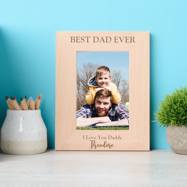 Pai Oferece Dia de os pais Aniversário Melhor Pai  (rustic Dad Gifts Fathers Day Birthday Best Dad Ever Daddy Engraved Frames wooden gifts from kids)