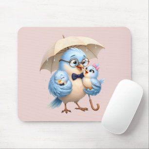 Pai Pássaro Mouse Pad Design de Família Fofo
