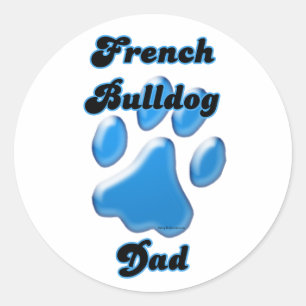 Pai Pawprint azul do buldogue francês - etiqueta
