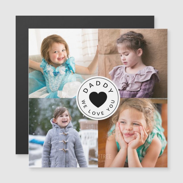 Pai Que Te Amo Colagem Fotográfica Do Coração 4 (Frente/Verso)