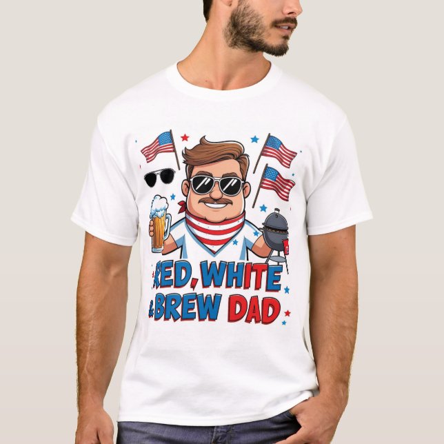 Pai Vermelho Branco e Camiseta Patriótica (Frente)