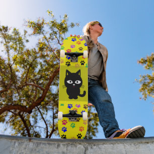 PAINEL DE SKATEBOARD DE GATO PRETO