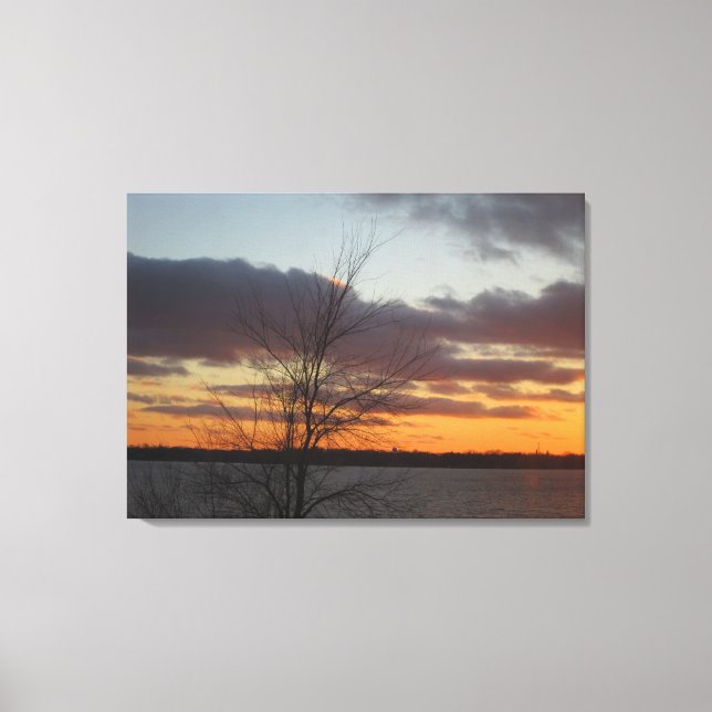 Painel duplo Canvas do Lago Sunset - 33,70" x 24" (Frente)