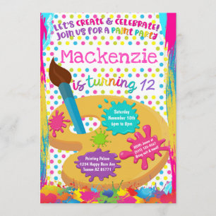 Paint Party Art Pintura Pintura Convites de Aniver