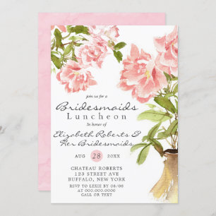 Paint Pink Peony Bridesmaids Convidados para o Lun