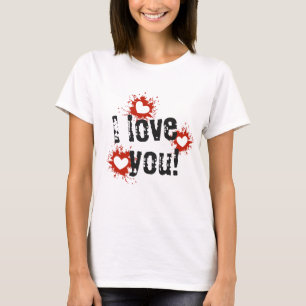 Paint Splatter Hearts, eu te amo T-Shirt feminina