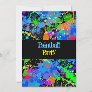 Paint Splatter, Neon, Convite de Aniversário