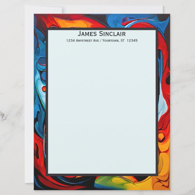 Paint Swirls in Sunset Colors Stationery Paper (Frente)