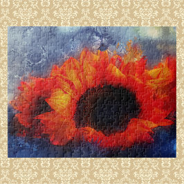 Painterly Orange Sunflower Quebra-cabeça