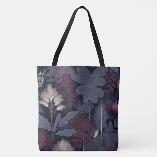 Painterly Plum Fig & Pampas Grass Autumn Tote Bag (Frente)