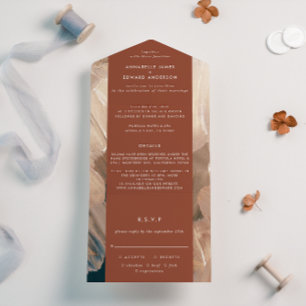 Painterly teal terracotta abstrato rsvp casamento
