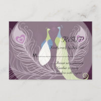 Pair Pair Love Birds Purple Weding RSVP