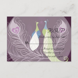 Pair Pair Love Birds Purple Weding RSVP