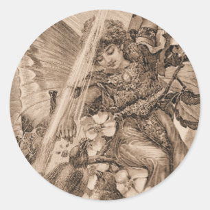 País das fadas do vintage do Sepia e etiquetas do