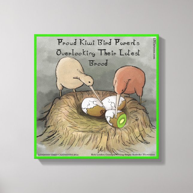 Pais de Kiwi Engraçados e Impressão em Tela de Fru (Frente)