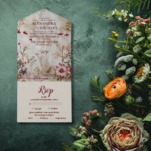 País Russo de Casamento de Flores Selvagens