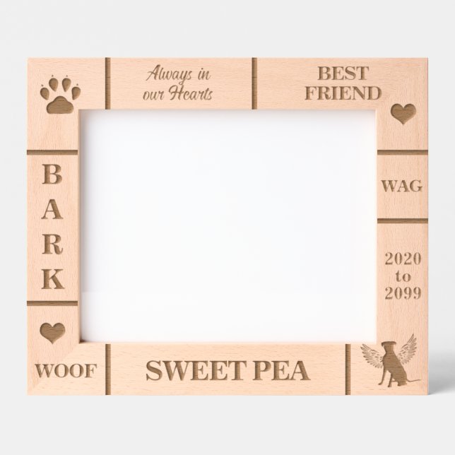 Paisagem 10x8 Pet Memorial Angel Dog Nome Ano (Front)
