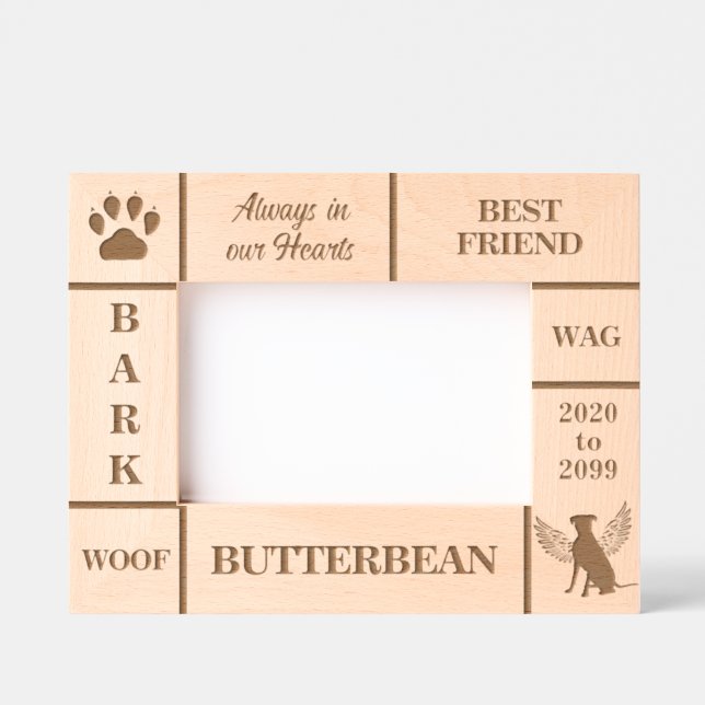 Paisagem 6x4 Pet Memorial Angel Dog Nome Ano (Front)