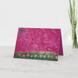 Paisagem abstrato com céu cor-de-rosa e cartão de 