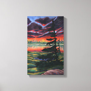 Paisagem Canadense Painting Sunset Canvas Small