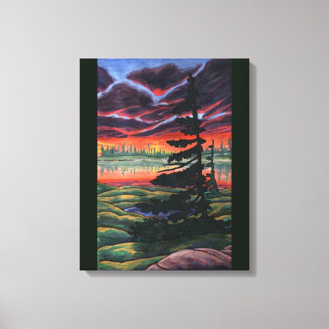 Paisagem Canadiana Painting Sunset Canvas Small (Frente)