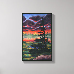 Paisagem Canadiana Painting Sunset Canvas Small