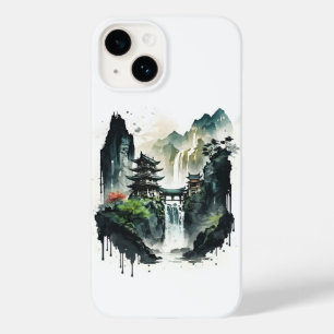 Paisagem Chinesa Antiga com Cascata