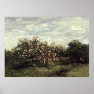 Paisagem com Pomar Apple Impressão Verde Escuro