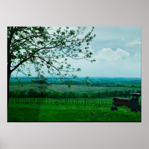 Paisagem da fazenda de Midwest no poster de