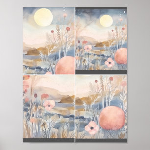 Paisagem da Flor com Lua 1 de 2 Poster