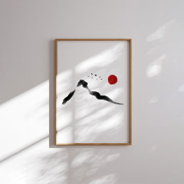 Paisagem da Montanha de Tinta Coreana com Poster d