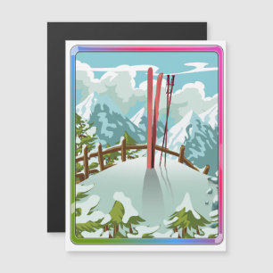 Paisagem de esqui desenho animado