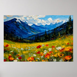 Paisagem de flor selvagem das montanhas - Poster