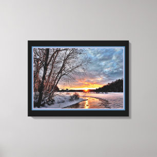 Paisagem de Inverno à Noite Impressão em Tela