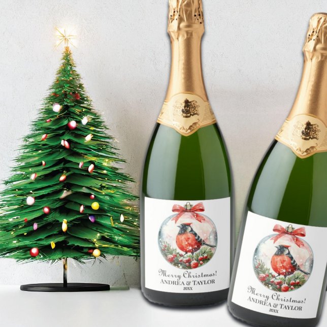 Paisagem de inverno com pássaro vermelho (Criador carregado)