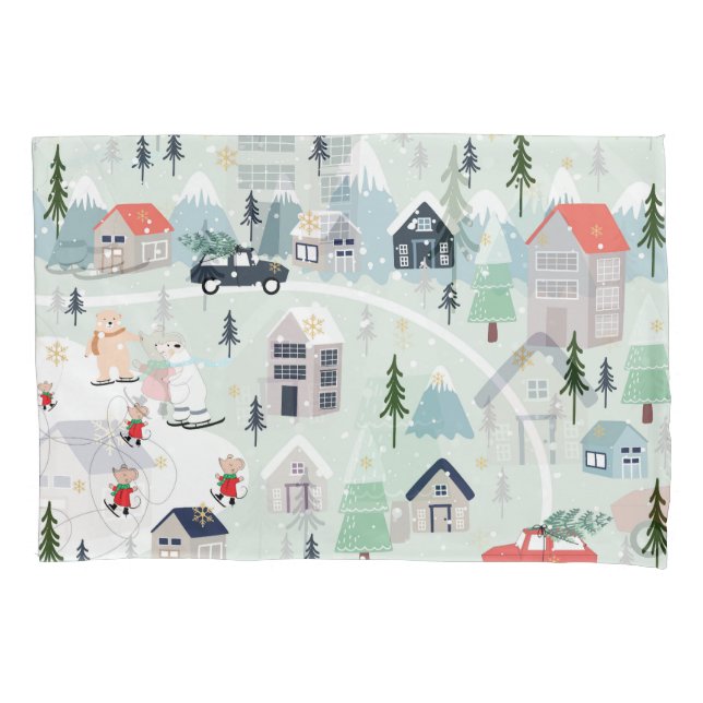 Paisagem de inverno com urso polar, fundo de Natal (Frente)