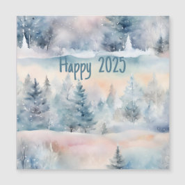 paisagem de inverno - Feliz 2025 cartão magnético