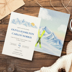 Paisagem de Montanha de Aquarela de Esqui