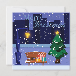 Paisagem de Natal com candeeiro de rua, árvore e f