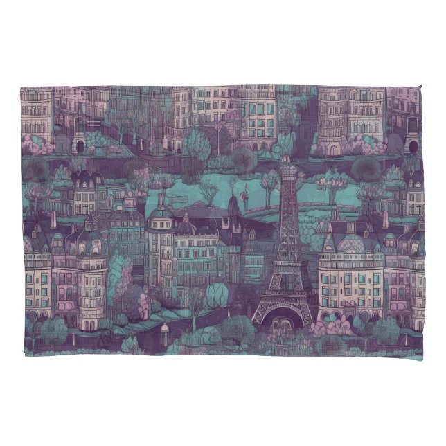 Paisagem de Paris na design de aqua vintage (Frente)